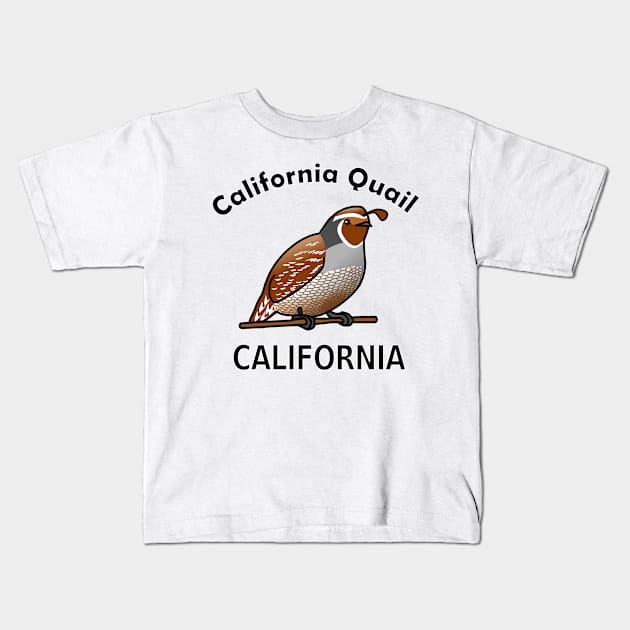 California Quail , State Bird of California Kids T-Shirt by denip